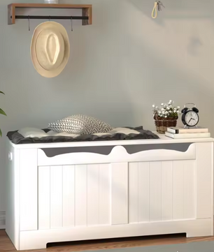 Opbergkist en Opklapbare Opbergbank – Houten Opbergorganisator voor Hal