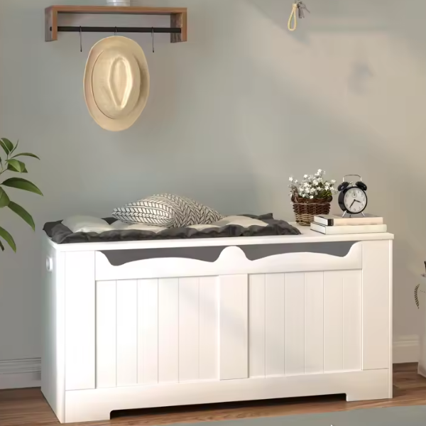 Opbergkist en Opklapbare Opbergbank – Houten Opbergorganisator voor Hal