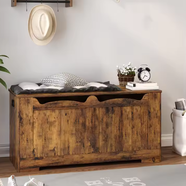 Opbergkist en Opklapbare Opbergbank – Houten Opbergorganisator voor Hal