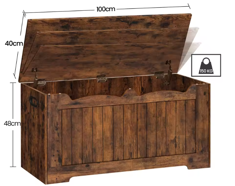 Opbergkist en Opklapbare Opbergbank – Houten Opbergorganisator voor Hal