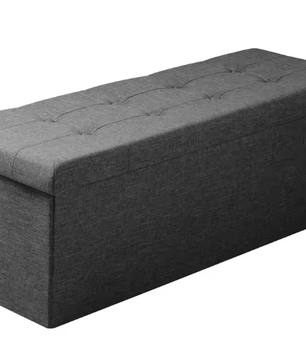 Opvouwbare Kruk met Opbergruimte – Linnen en MDF, 118L Opslagcapaciteit, Max. 300KG