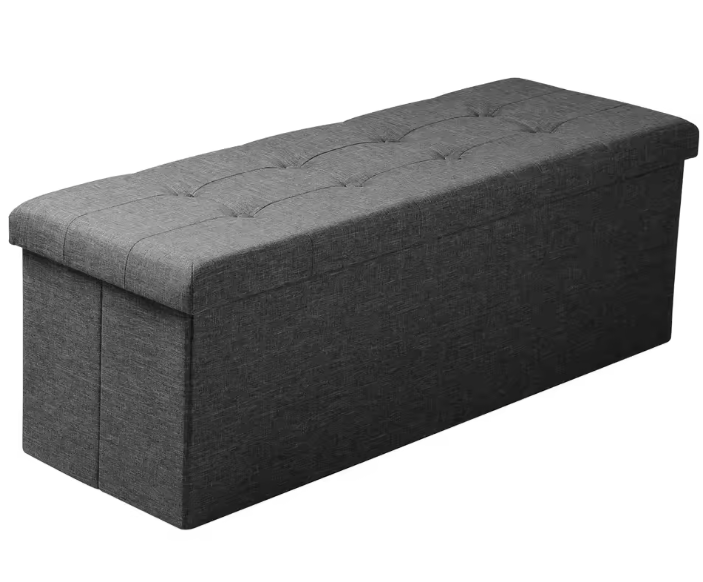 Opvouwbare Kruk met Opbergruimte – Linnen en MDF, 118L Opslagcapaciteit, Max. 300KG