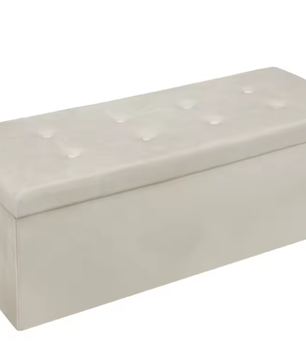 Opvouwbare Kruk met Opbergruimte – Linnen en MDF, 118L Opslagcapaciteit, Max. 300KG