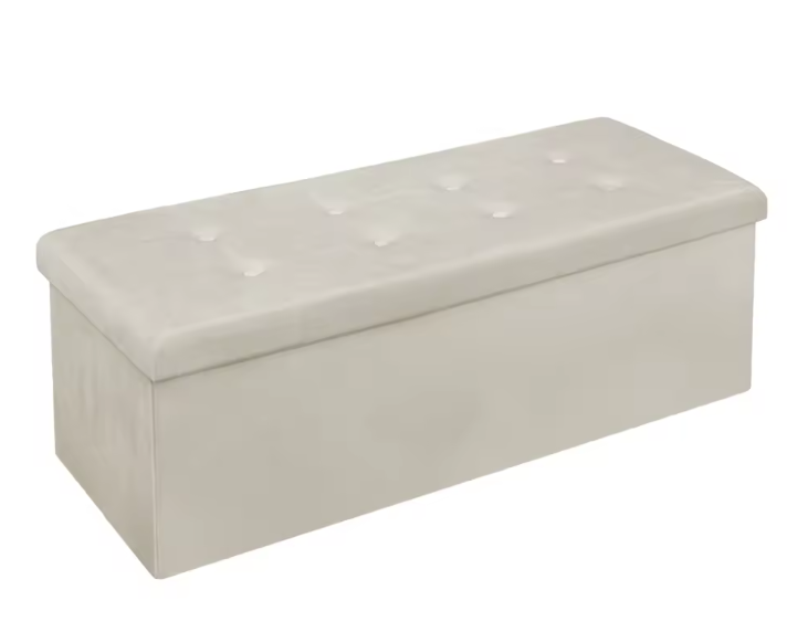 Opvouwbare Kruk met Opbergruimte – Linnen en MDF, 118L Opslagcapaciteit, Max. 300KG