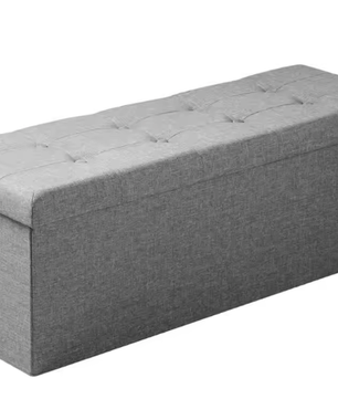 Opvouwbare Kruk met Opbergruimte – Linnen en MDF, 118L Opslagcapaciteit, Max. 300KG