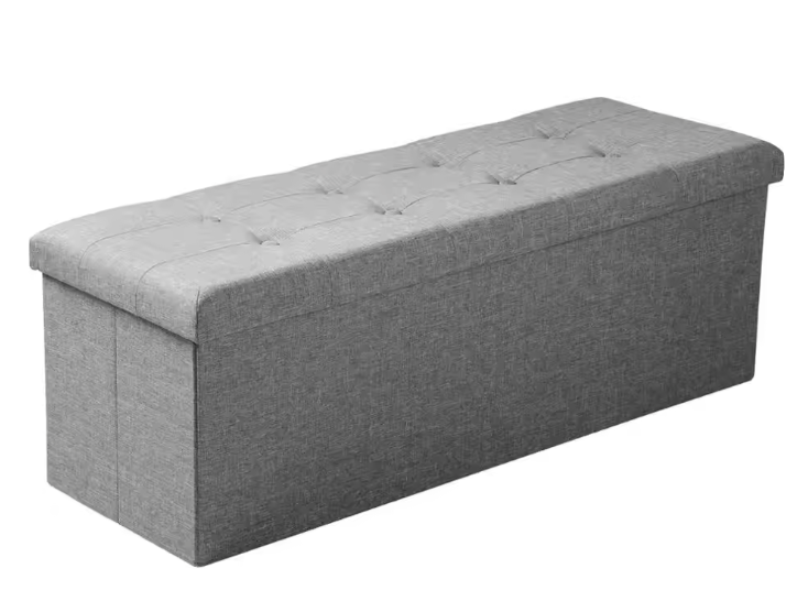 Opvouwbare Kruk met Opbergruimte – Linnen en MDF, 118L Opslagcapaciteit, Max. 300KG