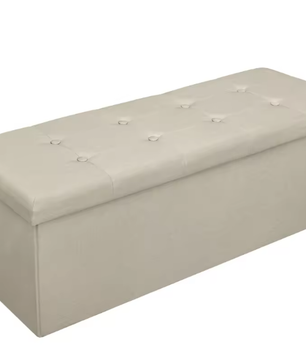 Opvouwbare Kruk met Opbergruimte – Linnen en MDF, 118L Opslagcapaciteit, Max. 300KG