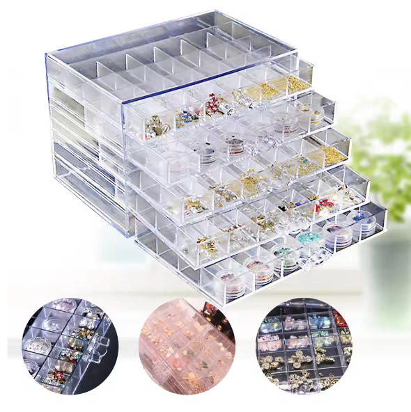 Grote Nail Art Opbergdoos – 120 Vakken en 5 Lades Organizer