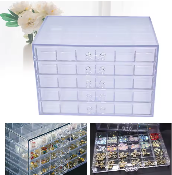 Grote Nail Art Opbergdoos – 120 Vakken en 5 Lades Organizer