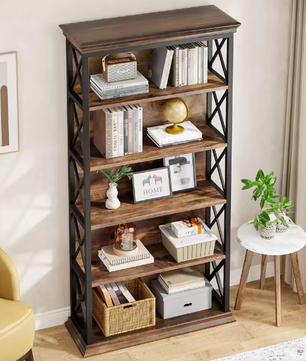 Industriële Boekenkast met 5 Lagen – Stijlvol Open Opbergsysteem voor Woonkamer, Slaapkamer of Kantoor