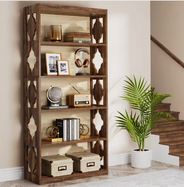 Industriële Boekenkast met 5 Lagen – Stijlvol Open Opbergsysteem voor Woonkamer, Slaapkamer of Kantoor