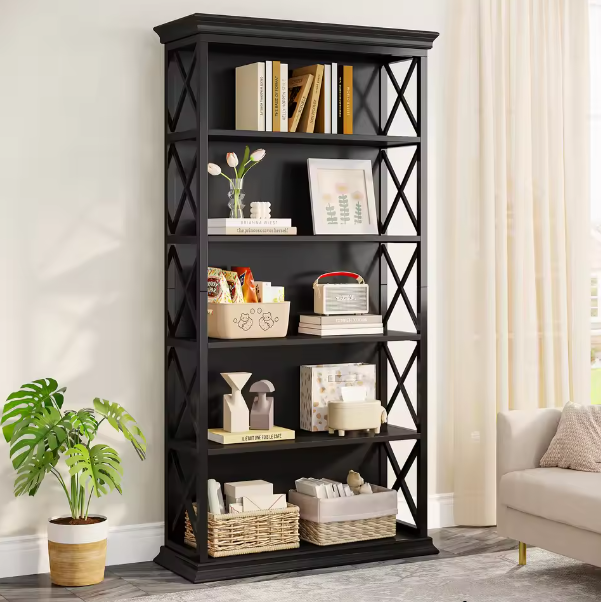Industriële Boekenkast met 5 Lagen – Stijlvol Open Opbergsysteem voor Woonkamer, Slaapkamer of Kantoor