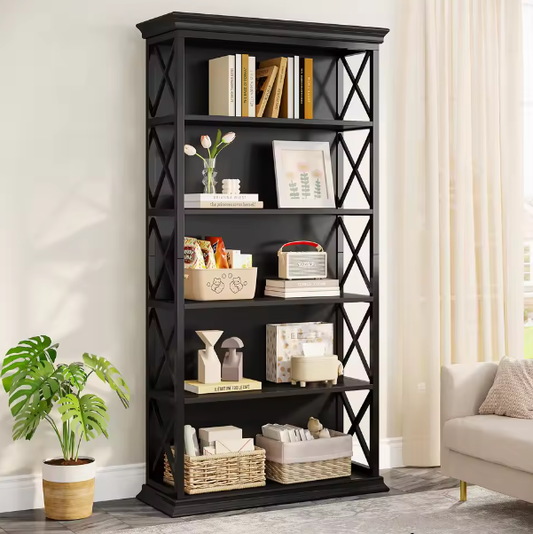 Industriële Boekenkast met 5 Lagen – Stijlvol Open Opbergsysteem voor Woonkamer, Slaapkamer of Kantoor