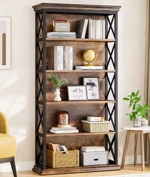 Industriële Boekenkast met 5 Lagen – Stijlvol Open Opbergsysteem voor Woonkamer, Slaapkamer of Kantoor