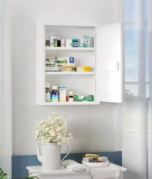 Afsluitbare Apotheek Wandkast – Stalen Medicijnkast met 3 Compartimenten