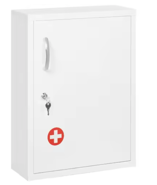 Afsluitbare Apotheek Wandkast – Stalen Medicijnkast met 3 Compartimenten