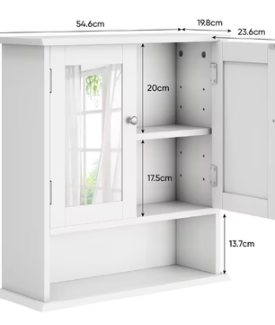 Badkamerkast met Spiegel – Wandkast met Verstelbare Plank en Opbergvak