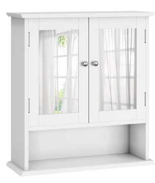 Badkamerkast met Spiegel – Wandkast met Verstelbare Plank en Opbergvak