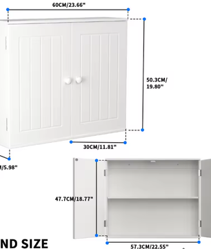 Witte Badkamerkast met Dubbele Deur – Wand- en Vloermodel met Opbergruimte