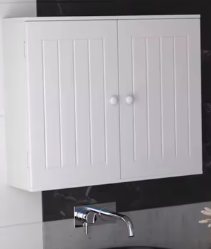 Witte Badkamerkast met Dubbele Deur – Wand- en Vloermodel met Opbergruimte