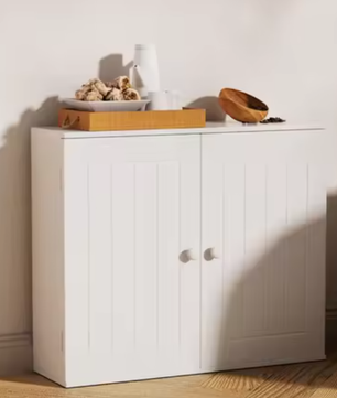 Witte Badkamerkast met Dubbele Deur – Wand- en Vloermodel met Opbergruimte