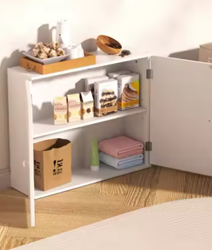 Witte Badkamerkast met Dubbele Deur – Wand- en Vloermodel met Opbergruimte