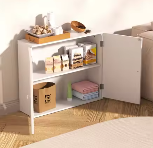 Witte Badkamerkast met Dubbele Deur – Wand- en Vloermodel met Opbergruimte