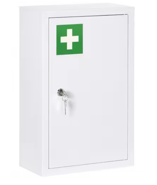 Afsluitbaar Medicijnkastje – Stalen Wandkast met 3 Vakken (30 × 14 × 46 cm)