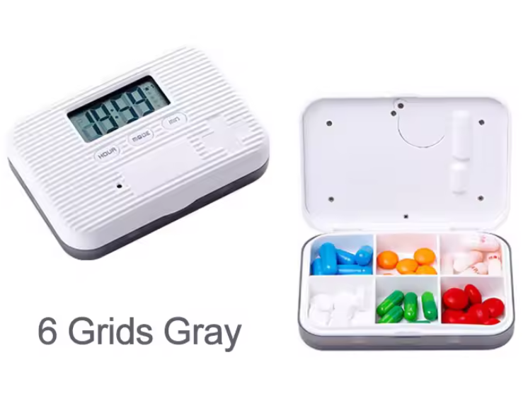 Slimme Draagbare Pillendoos – Elektronische Timer en 5 Alarmen – 4/6 Compartimenten