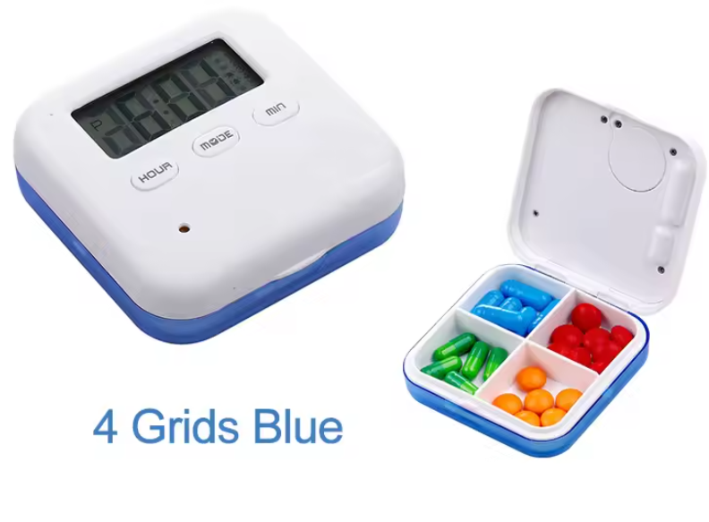 Slimme Draagbare Pillendoos – Elektronische Timer en 5 Alarmen – 4/6 Compartimenten