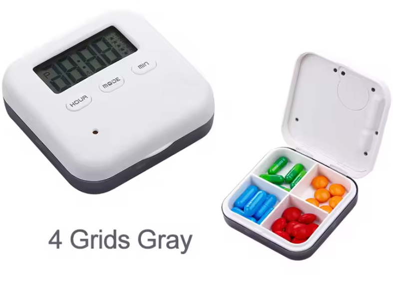 Slimme Draagbare Pillendoos – Elektronische Timer en 5 Alarmen – 4/6 Compartimenten