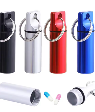 Waterdichte Metalen Pillendoos Sleutelhanger – Aluminium Mini Opbergcontainer voor Medicatie en Kleine Items