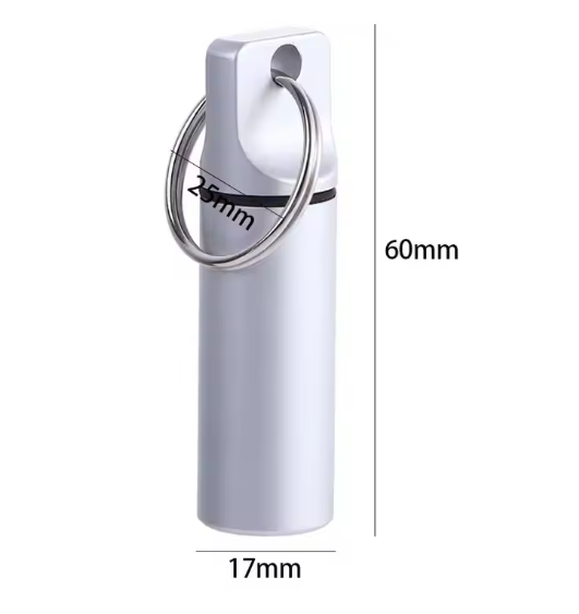 Waterdichte Metalen Pillendoos Sleutelhanger – Aluminium Mini Opbergcontainer voor Medicatie en Kleine Items