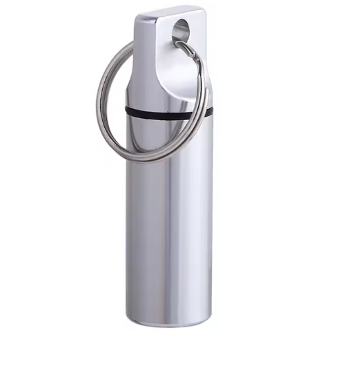 Waterdichte Metalen Pillendoos Sleutelhanger – Aluminium Mini Opbergcontainer voor Medicatie en Kleine Items