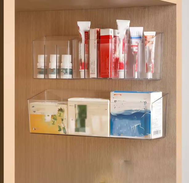 Wandgemonteerde Ponsvrije Opbergdoos – Transparante Medicijn- en Accessoirebox met Grote Capaciteit