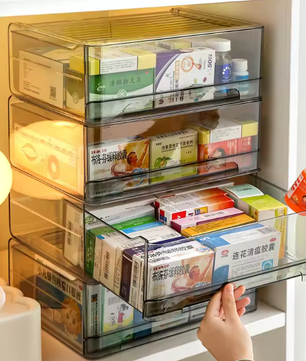 Transparante Lade-Medicijndoos – Grote Capaciteit, Stapelbaar Opbergrek voor Thuis