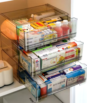 Transparante Lade-Medicijndoos – Grote Capaciteit, Stapelbaar Opbergrek voor Thuis