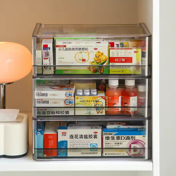 Transparante Lade-Medicijndoos – Grote Capaciteit, Stapelbaar Opbergrek voor Thuis