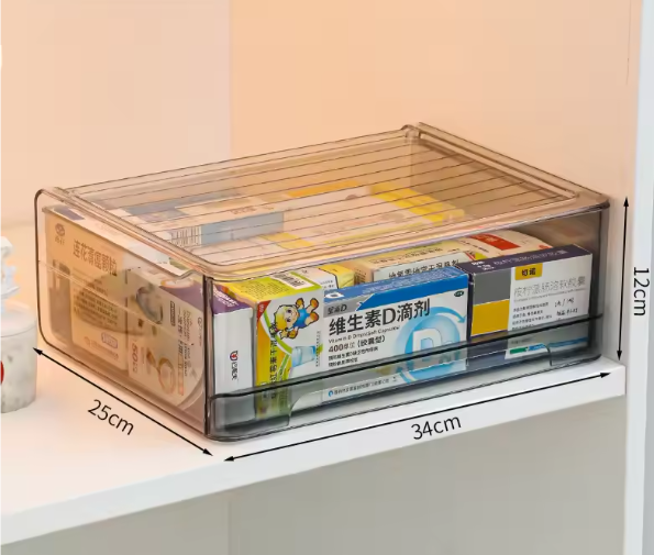 Transparante Lade-Medicijndoos – Grote Capaciteit, Stapelbaar Opbergrek voor Thuis