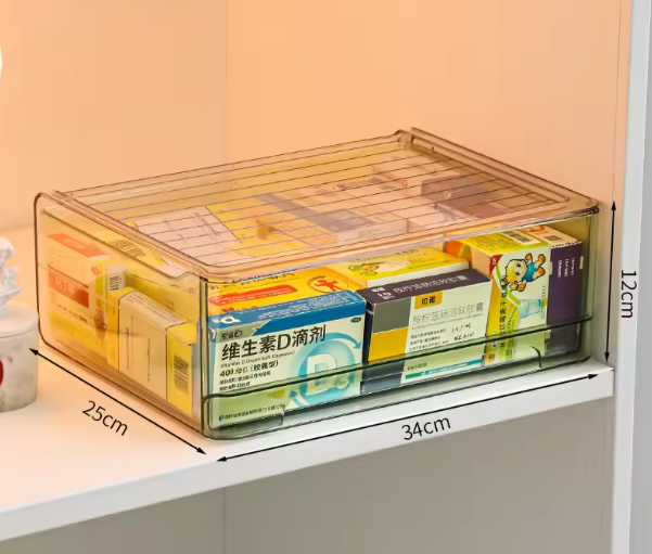 Transparante Lade-Medicijndoos – Grote Capaciteit, Stapelbaar Opbergrek voor Thuis