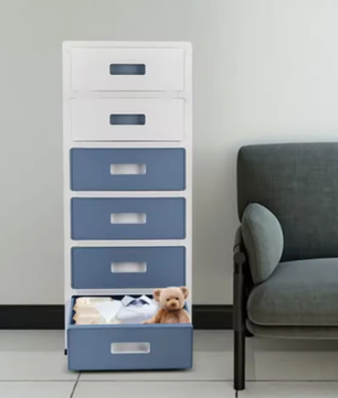 33 Inch Hoge Opbergkast met 6 Lades – Duurzaam Plastic Dressoir op Wielen