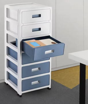 33 Inch Hoge Opbergkast met 6 Lades – Duurzaam Plastic Dressoir op Wielen