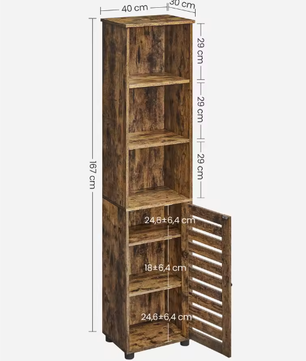 Hoge Badkamerkast met 3 Open Compartimenten en 2 Verstelbare Planken