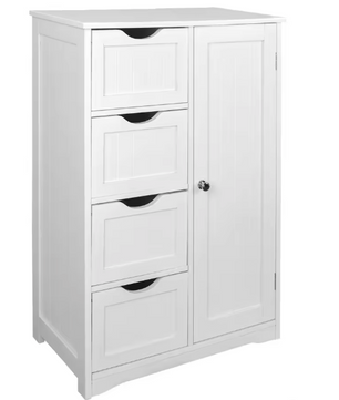 Hoge Badkamerkast met 4 Laden – Compacte Opbergkast voor Badkamer en Toilet