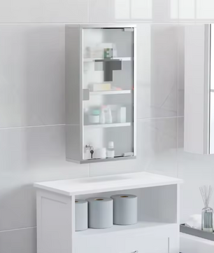 Medicijnkastje van Roestvrij Staal – Afsluitbare EHBO Wandkast met Veiligheidsglas