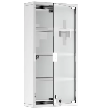 Medicijnkastje van Roestvrij Staal – Afsluitbare EHBO Wandkast met Veiligheidsglas