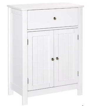 Badkamerkast met Lade en Dubbele Deuren – MDF Opbergmeubel 60×30×80 cm