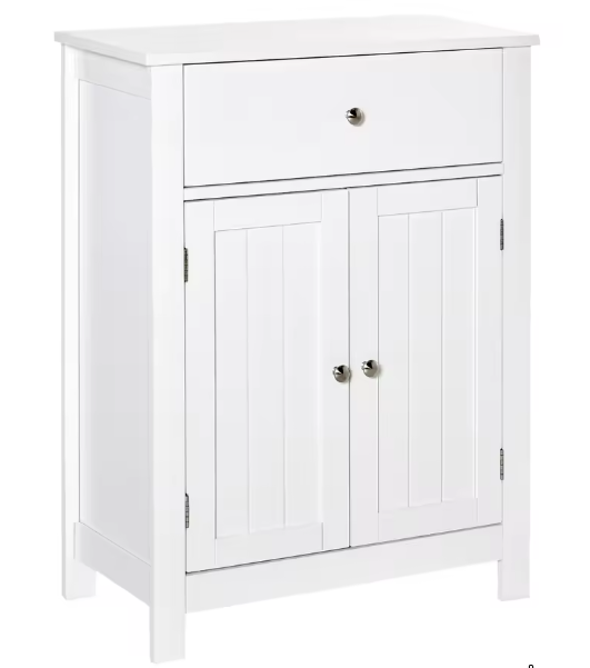 Badkamerkast met Lade en Dubbele Deuren – MDF Opbergmeubel 60×30×80 cm