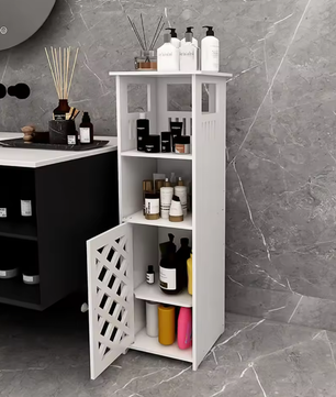 Smal Badkamerkastje met Deur en Planken – Compact Opbergmeubel 78×22×22 cm