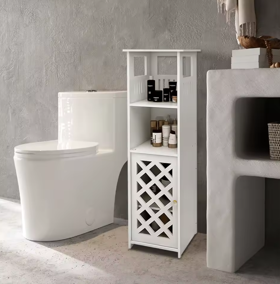 Smal Badkamerkastje met Deur en Planken – Compact Opbergmeubel 78×22×22 cm